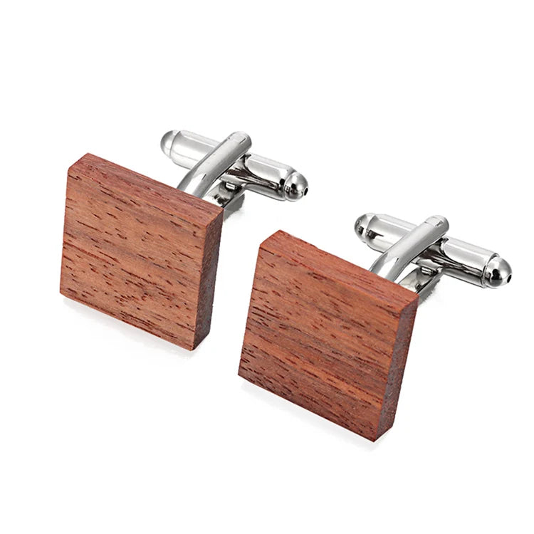 Low-key Luxury Wood Cufflinks For Mens Top Quality Lepton Square Rosewood Cuff links Men Wedding Groom Gift Wooden Cufflinks