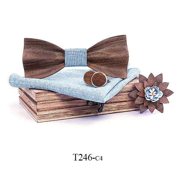 3d Wooden Bow Ties for Men men's tie Wood Bowtie Handmade Butterfly Black Walnut Wood Bow Tie Gravata gift Cufflink handkerchief