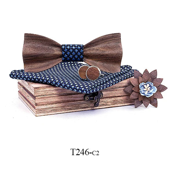 3d Wooden Bow Ties for Men men's tie Wood Bowtie Handmade Butterfly Black Walnut Wood Bow Tie Gravata gift Cufflink handkerchief