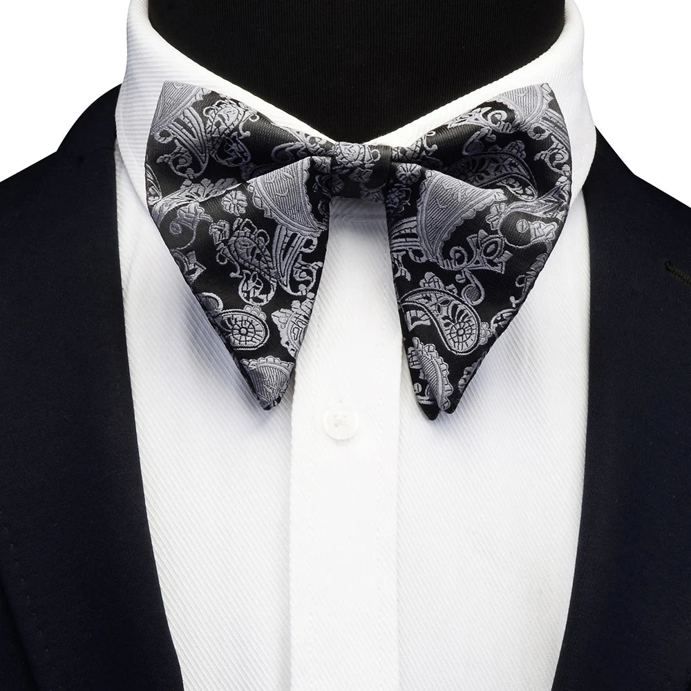 Ricnais Fashion Silk Pasley Floral Big Bowtie Yellow Red Jacquard Bow Tie For Men Business Wedding Party Ties Gigt Accessories