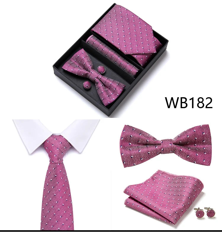 Tie For Men Formal Dress Tuxedo NeckTie Handkerchief Bow Tie Set PlaisyParty Groom Wedding Butterfly Bowtie In Box