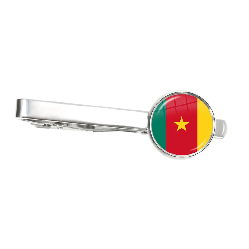 30 Countries National Flag Tie Clips Men Fashion Metal Necktie USA Flag Clip Pins Button Wedding Suit Accessories Wholesale