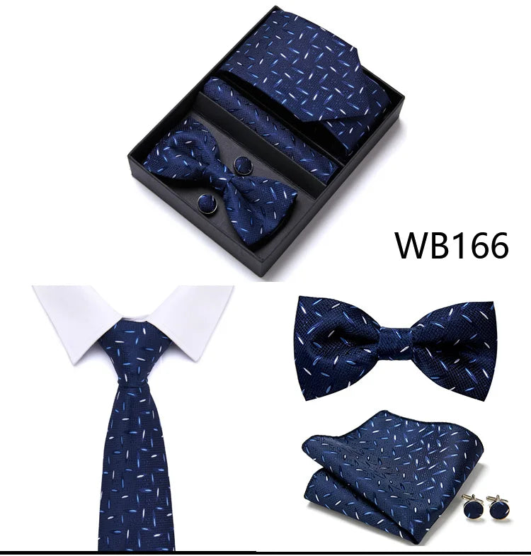 Tie For Men Formal Dress Tuxedo NeckTie Handkerchief Bow Tie Set PlaisyParty Groom Wedding Butterfly Bowtie In Box