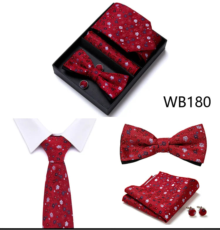Tie For Men Formal Dress Tuxedo NeckTie Handkerchief Bow Tie Set PlaisyParty Groom Wedding Butterfly Bowtie In Box