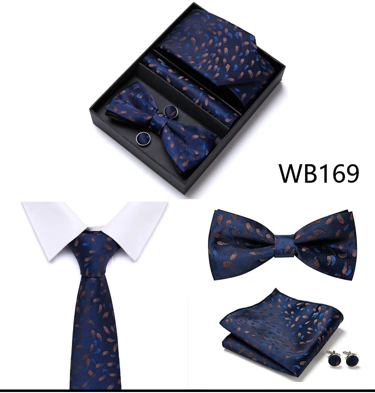 Tie For Men Formal Dress Tuxedo NeckTie Handkerchief Bow Tie Set PlaisyParty Groom Wedding Butterfly Bowtie In Box