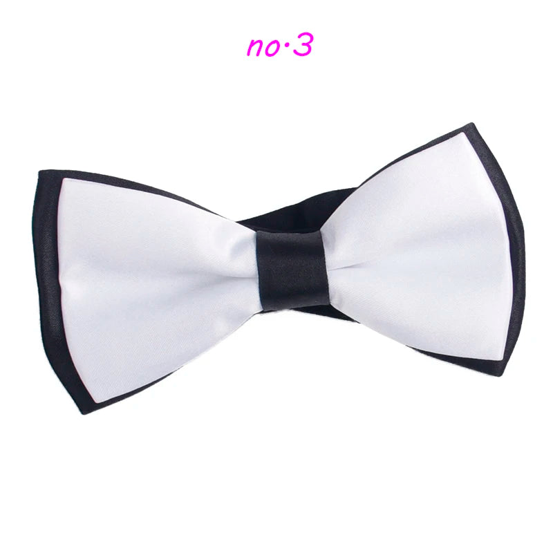 Bow Tie Black & White Contrasting Color Bowtie Mens Bowtie 2016 Fashion Double Layer Bow Ties