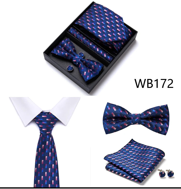 Tie For Men Formal Dress Tuxedo NeckTie Handkerchief Bow Tie Set PlaisyParty Groom Wedding Butterfly Bowtie In Box