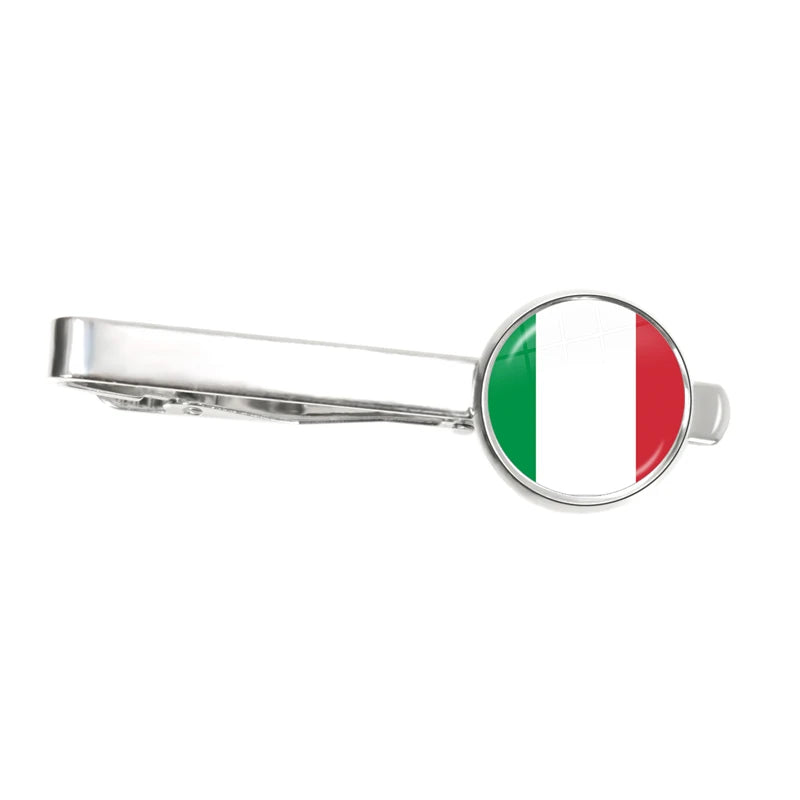 30 Countries National Flag Tie Clips Men Fashion Metal Necktie USA Flag Clip Pins Button Wedding Suit Accessories Wholesale