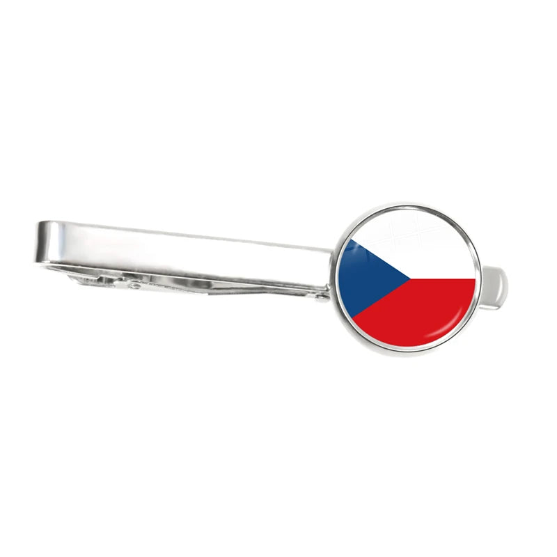 30 Countries National Flag Tie Clips Men Fashion Metal Necktie USA Flag Clip Pins Button Wedding Suit Accessories Wholesale