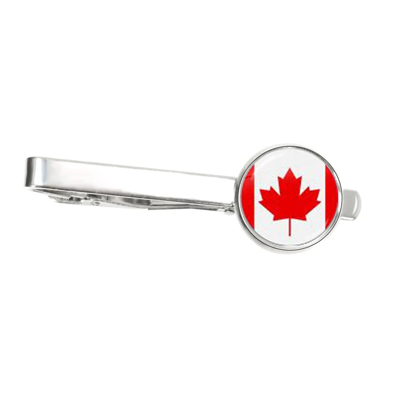 30 Countries National Flag Tie Clips Men Fashion Metal Necktie USA Flag Clip Pins Button Wedding Suit Accessories Wholesale