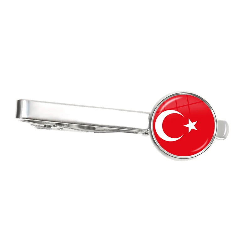 30 Countries National Flag Tie Clips Men Fashion Metal Necktie USA Flag Clip Pins Button Wedding Suit Accessories Wholesale
