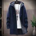 Mens Long Knit Cardigan Autumn Winter Sweater Coat Fleece Heavy Hooded Trench Coat Solid Chenille Men's Fashion Jacket
