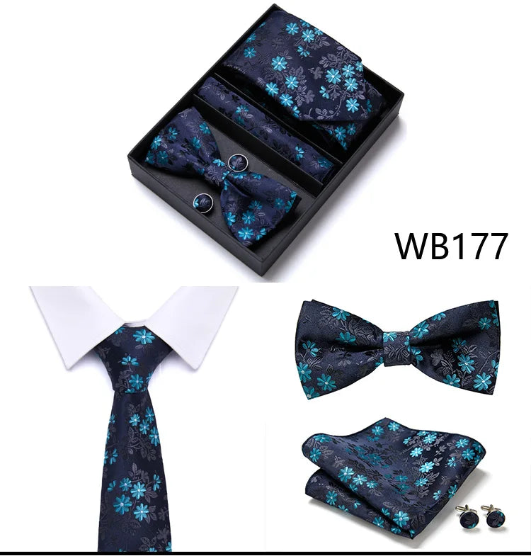 Tie For Men Formal Dress Tuxedo NeckTie Handkerchief Bow Tie Set PlaisyParty Groom Wedding Butterfly Bowtie In Box