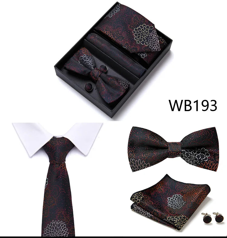 Tie For Men Formal Dress Tuxedo NeckTie Handkerchief Bow Tie Set PlaisyParty Groom Wedding Butterfly Bowtie In Box