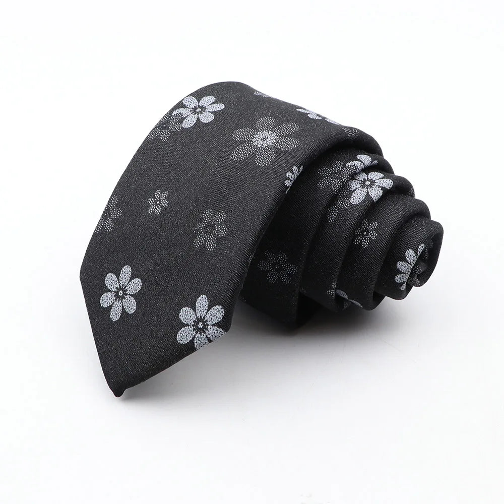 New Ties For Men Skinny Denim Blue Floral Leaf Print Neck Tie For Wedding Business Casual Neckties Suits Slim Neck Ties Gravatas