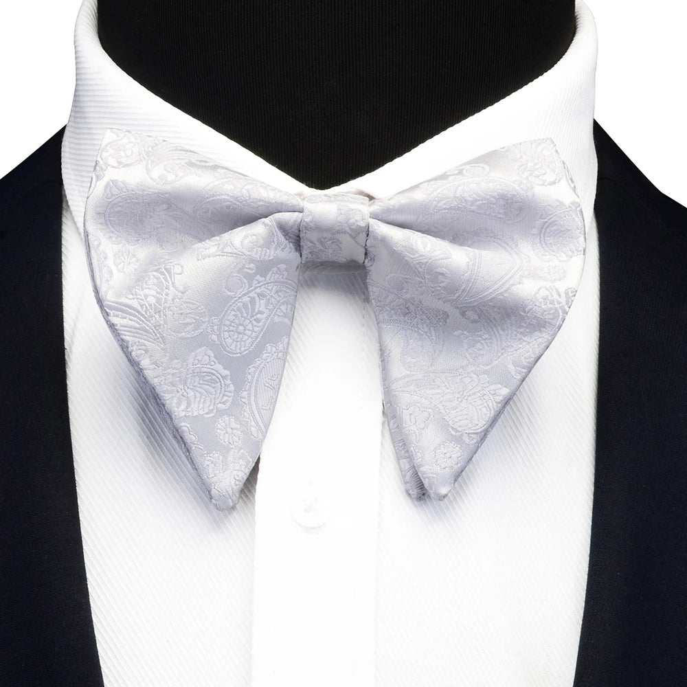 Ricnais Fashion Silk Pasley Floral Big Bowtie Yellow Red Jacquard Bow Tie For Men Business Wedding Party Ties Gigt Accessories