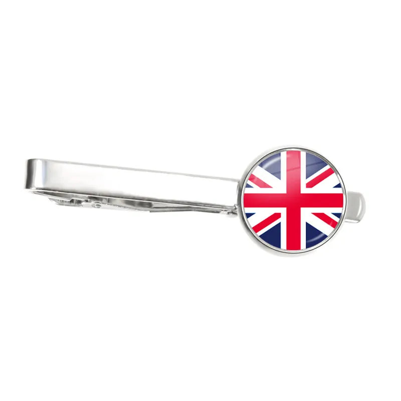30 Countries National Flag Tie Clips Men Fashion Metal Necktie USA Flag Clip Pins Button Wedding Suit Accessories Wholesale