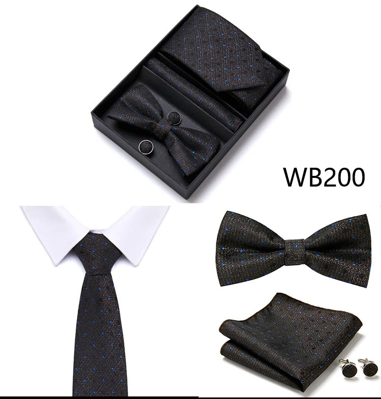Tie For Men Formal Dress Tuxedo NeckTie Handkerchief Bow Tie Set PlaisyParty Groom Wedding Butterfly Bowtie In Box