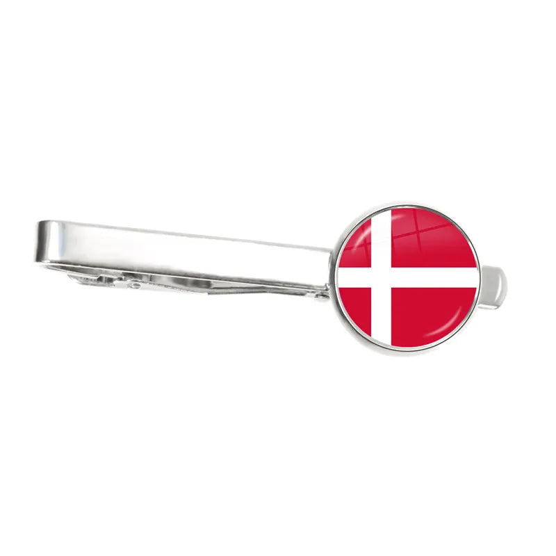 30 Countries National Flag Tie Clips Men Fashion Metal Necktie USA Flag Clip Pins Button Wedding Suit Accessories Wholesale