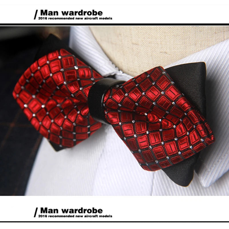 mens bow tie man luxury silver arrow red pointed black and gold fashion butterfly party wedding bow ties for men's boys bowtie