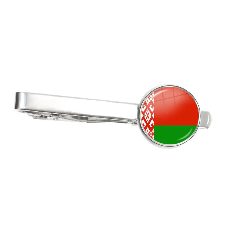 30 Countries National Flag Tie Clips Men Fashion Metal Necktie USA Flag Clip Pins Button Wedding Suit Accessories Wholesale