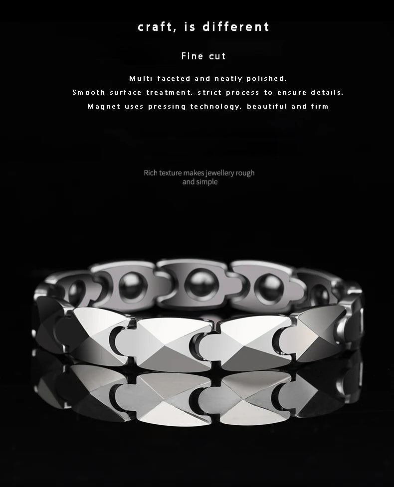 Men Fashion Bracelets High Polished Tungsten Male Jewelry Personalized with Healing Magnet Customized