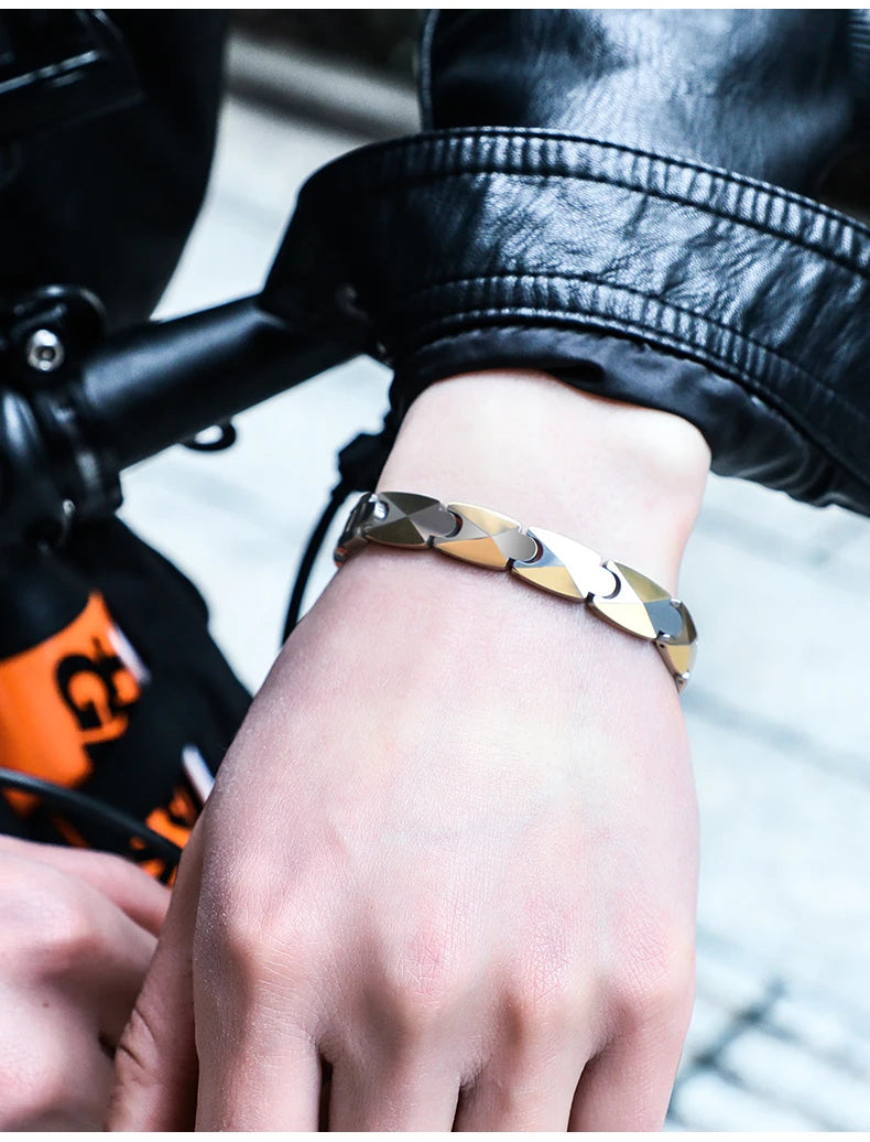 Men Fashion Bracelets High Polished Tungsten Male Jewelry Personalized with Healing Magnet Customized