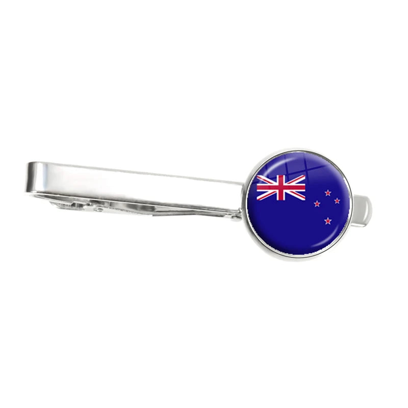 30 Countries National Flag Tie Clips Men Fashion Metal Necktie USA Flag Clip Pins Button Wedding Suit Accessories Wholesale