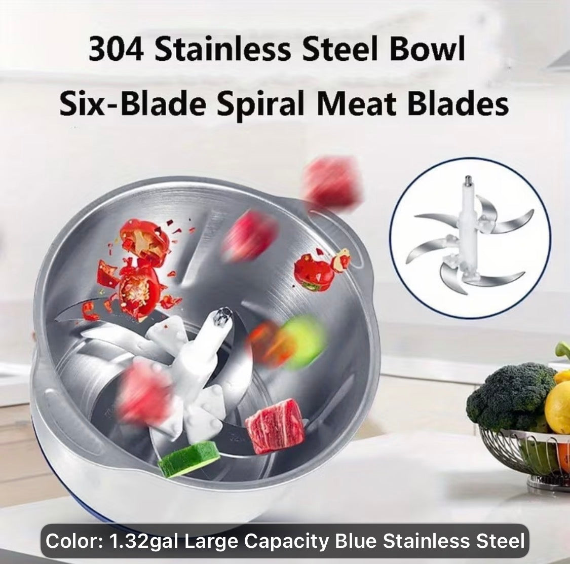 Stainless Steel Electric Meat Grinder & Food Processor