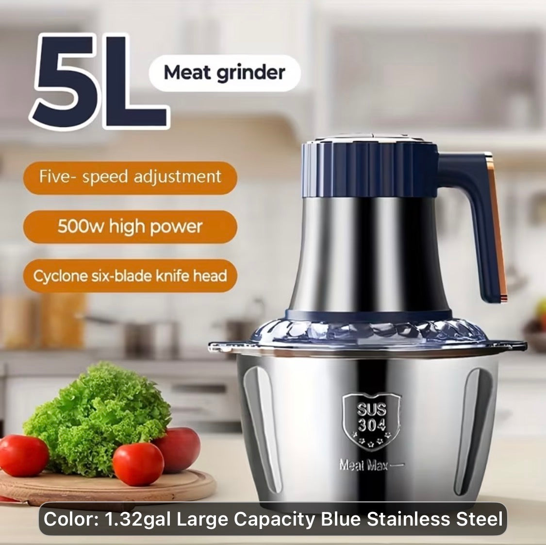 Stainless Steel Electric Meat Grinder & Food Processor