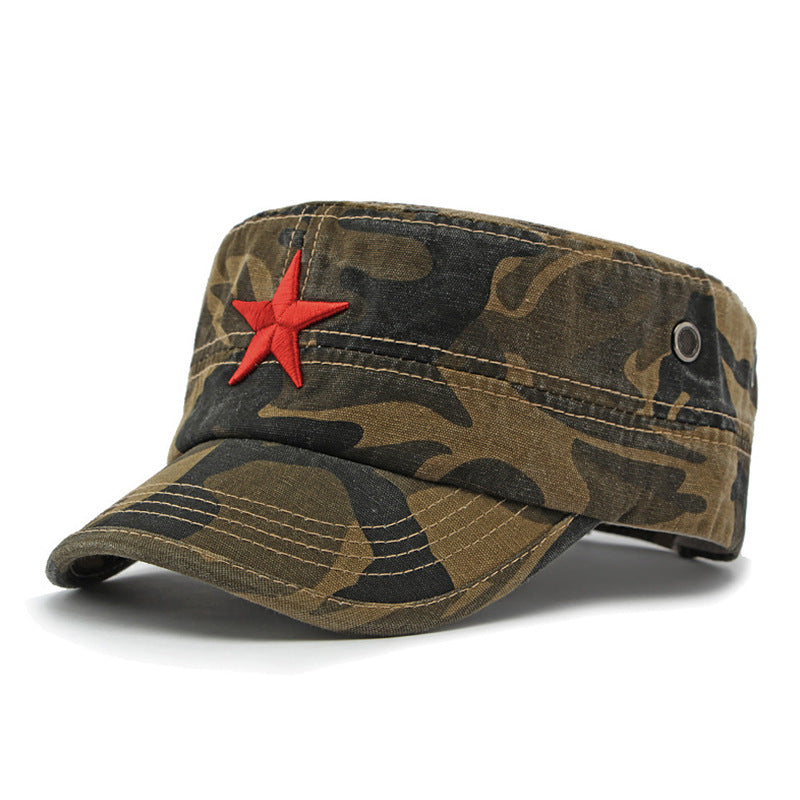 Hat Men's Korean Style Washed Distressed Denim Breathable Military Cap Outdoor Sunshade Flat Cap Women's Casual Cap