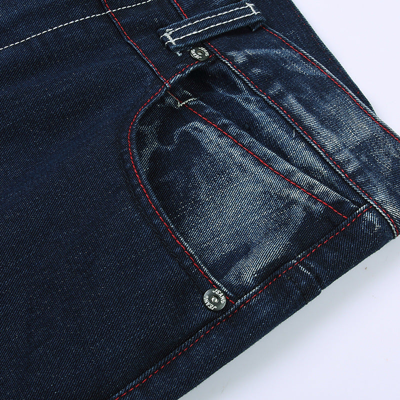Deep Color Hip-hop Skateboard Pants Spring and Autumn New Arrival Washed Denim Pants Men's plus size Fat Man Loose Long Pants