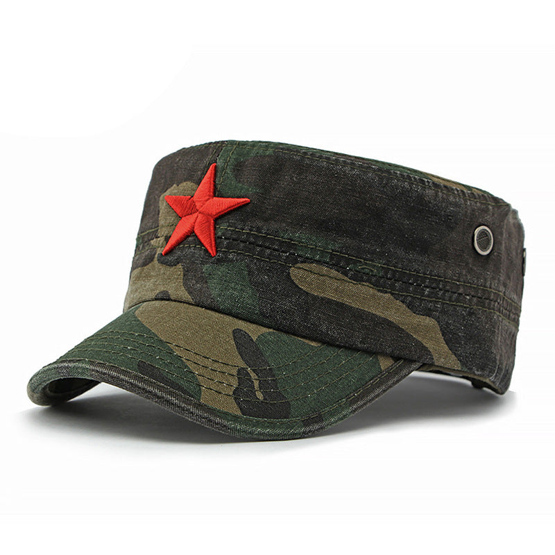 Hat Men's Korean Style Washed Distressed Denim Breathable Military Cap Outdoor Sunshade Flat Cap Women's Casual Cap