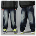 Deep Color Hip-hop Skateboard Pants Spring and Autumn New Arrival Washed Denim Pants Men's plus size Fat Man Loose Long Pants