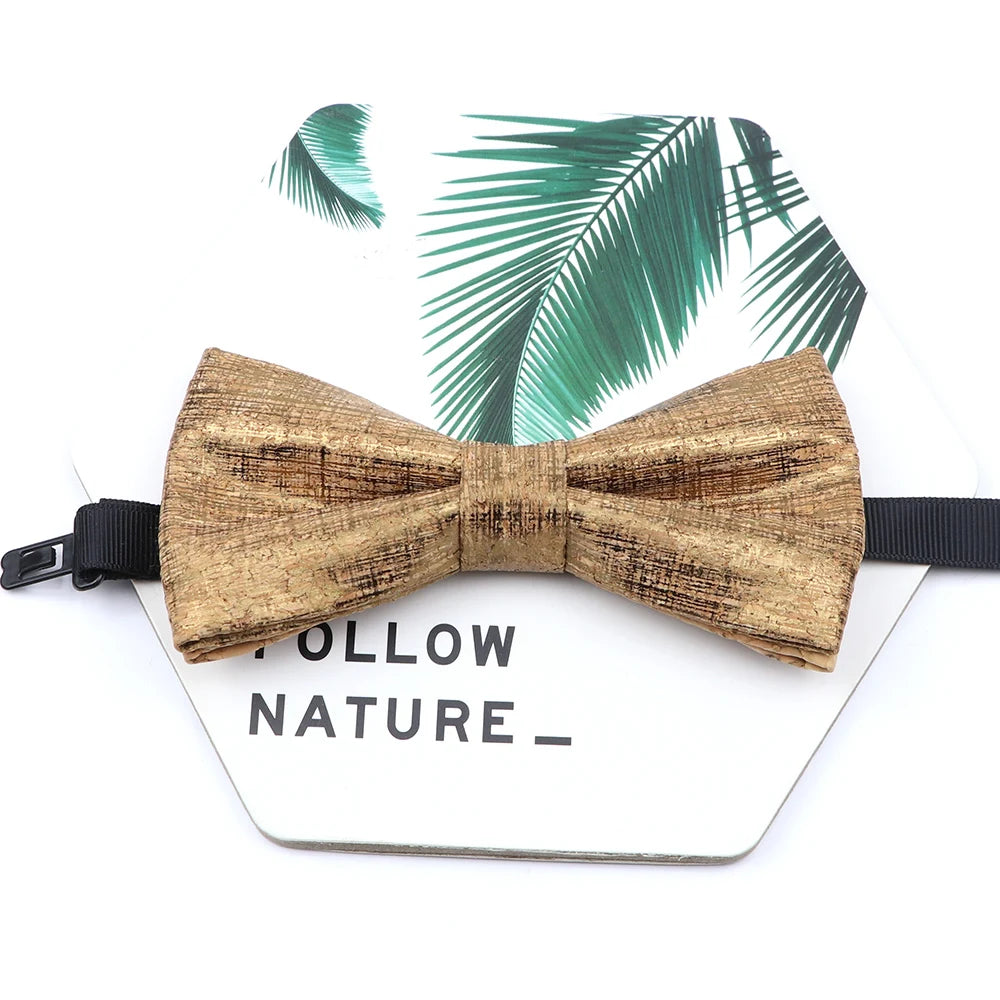 Novel Wooden Bow Tie For Man Women Cork Bowknot Retro Wood Handmade Bowties Daily Party Wedding Accessories Butterfly Wholesale