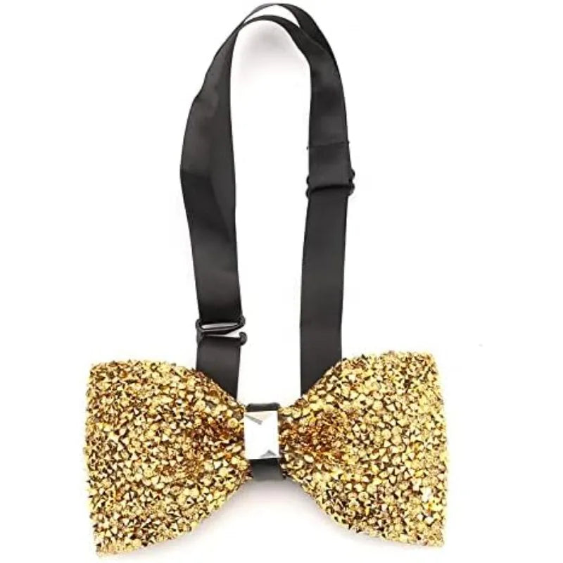 Fashion Rhinestone Bow Ties for Men Women Pre Tied Sequin Diamond Bowties with Adjustable Length Party Banquet Wedding Bow Tie