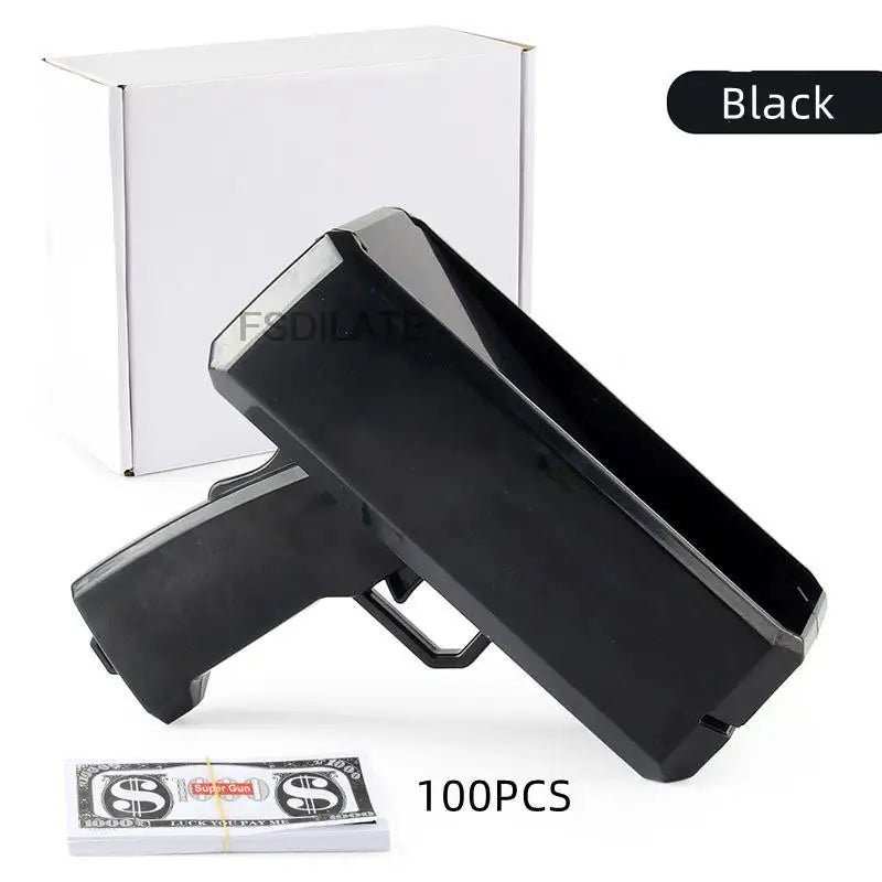 Banknote Gun Party Games Pistol Party Toys Games Cash Cannon Funny Toys Gun for Banknotes Wedding Golden 100pcs Fake Money Bills
