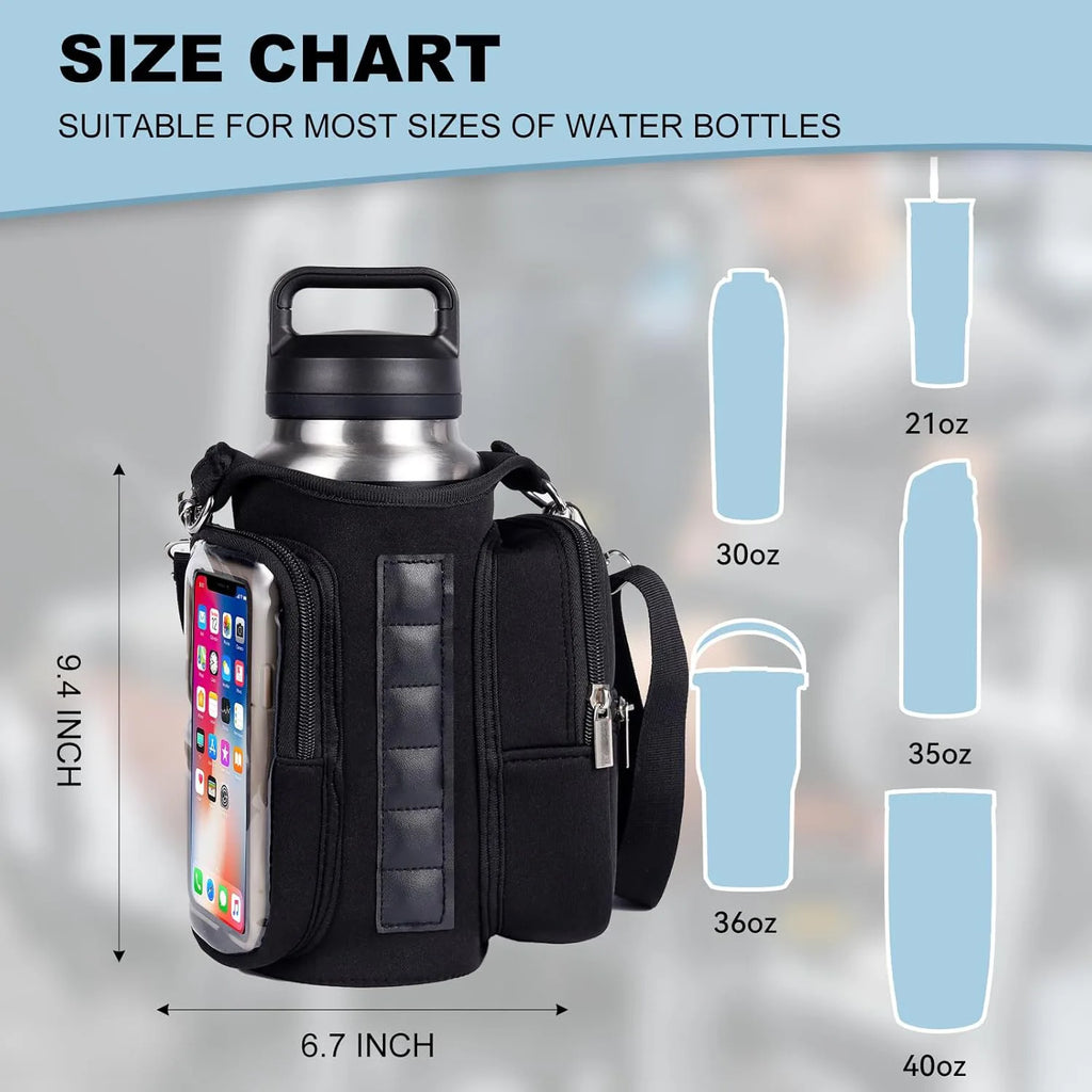Magnetic Water Bottle Holder Gym Bag With Phone Pocket Hands Free Workout Carrier Adjustable Strap Fitness Accessories Workout