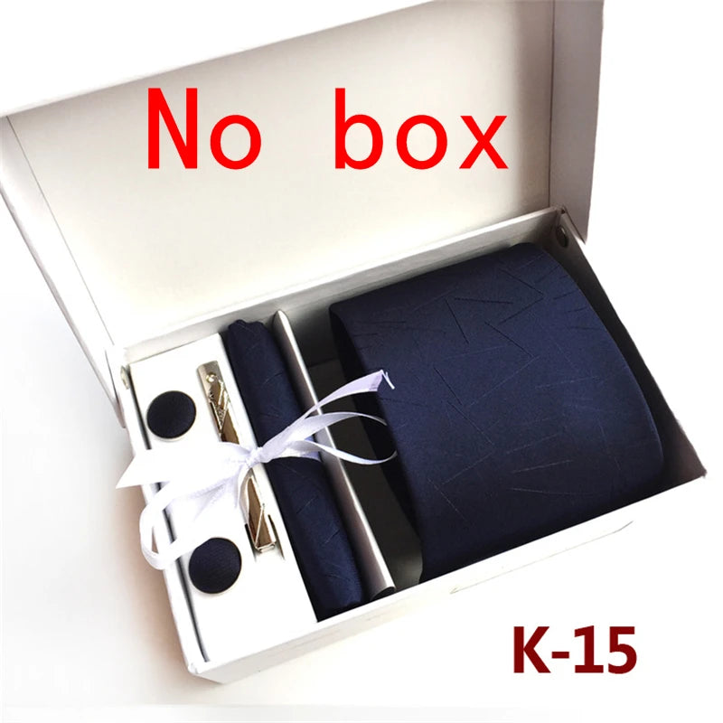 tie set for men gift box for men gravata luxury designer brand 8 cm Jacquard Necktie Pocket Square Clip cufflinks