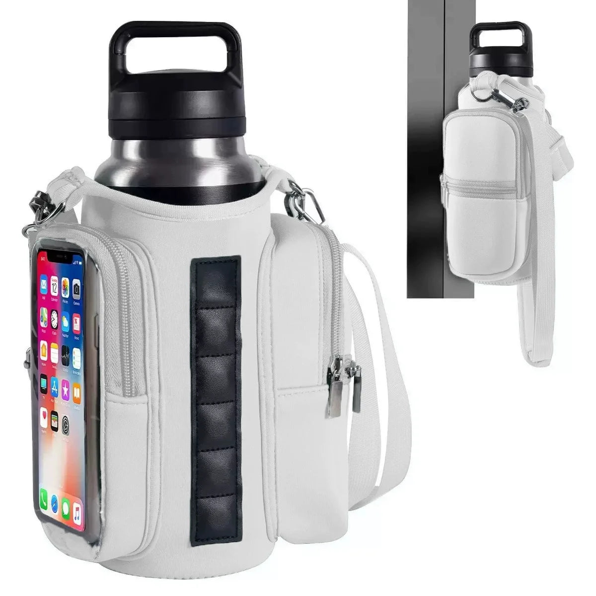 Magnetic Gym Water Bottle Bag with Strong Magnet Holder To Carry Phone Small Bottle and Essentials Attached To Metal Surfaces