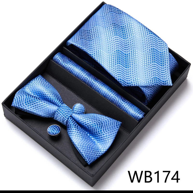 Tie For Men Formal Dress Tuxedo NeckTie Handkerchief Bow Tie Set PlaisyParty Groom Wedding Butterfly Bowtie In Box