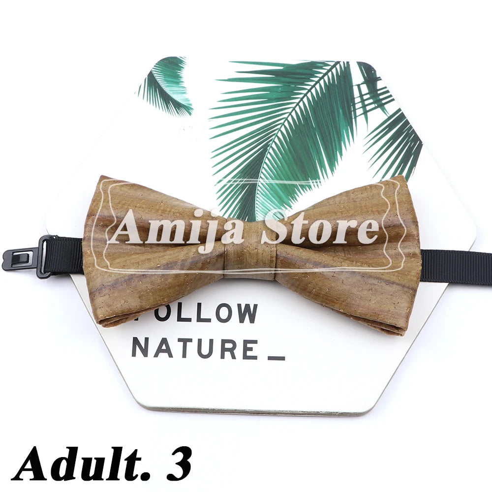 Novel Wooden Bow Tie For Man Women Cork Bowknot Retro Wood Handmade Bowties Daily Party Wedding Accessories Butterfly Wholesale