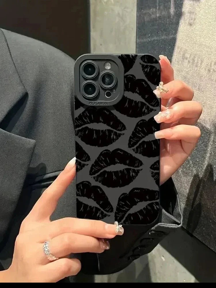 Lip Printed Phone Case For iPhone 15 Pro Max Cases iPhone 11 12 13 14 Pro XS Max XR X 7 8 Plus Soft Shockproof Bumper Back Cover