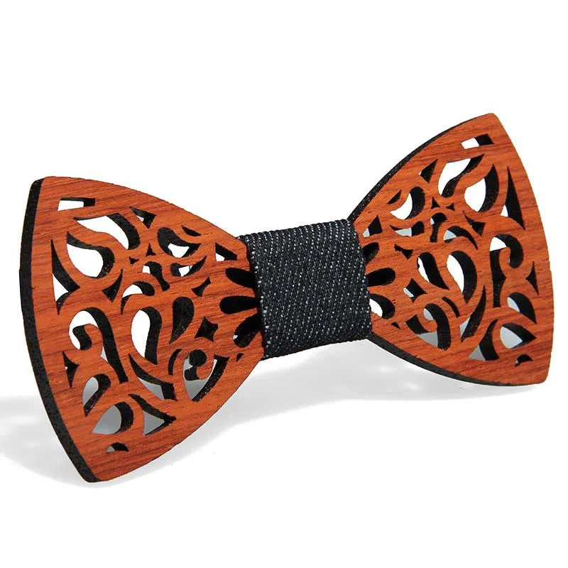 Fashion Wooden Bow Tie For Men Unisex Hollow Out Carved Retro Wooden Neck Ties Adjustable Strap Vintage Bowtie Gravata Corbatas