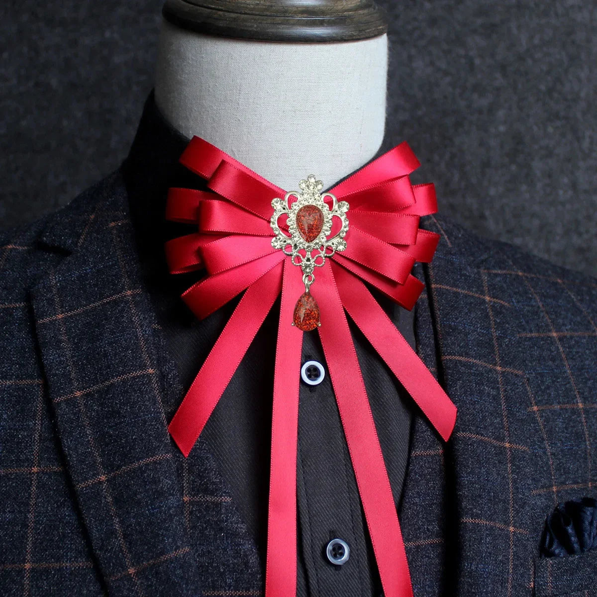 Bow Tie for British Men Women's Casual Suit Handmade Jewelry Gift Rhinestone Bowtie Korean College Style Shirt Collar Flower Pin