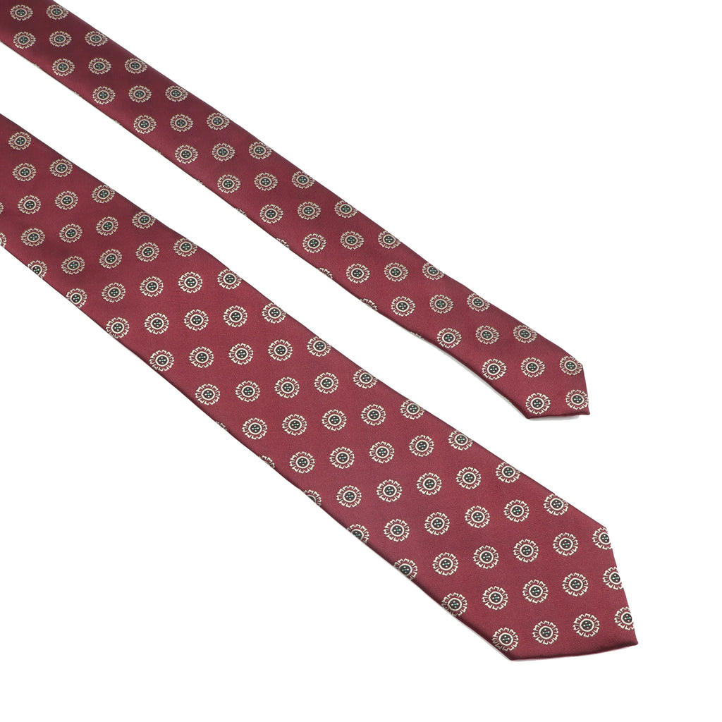 New Men's Casual 7CM Ties Classic Polyester Woven Party Neckties Fashion Burgundy Flower Man Neck Tie For Wedding Business Male