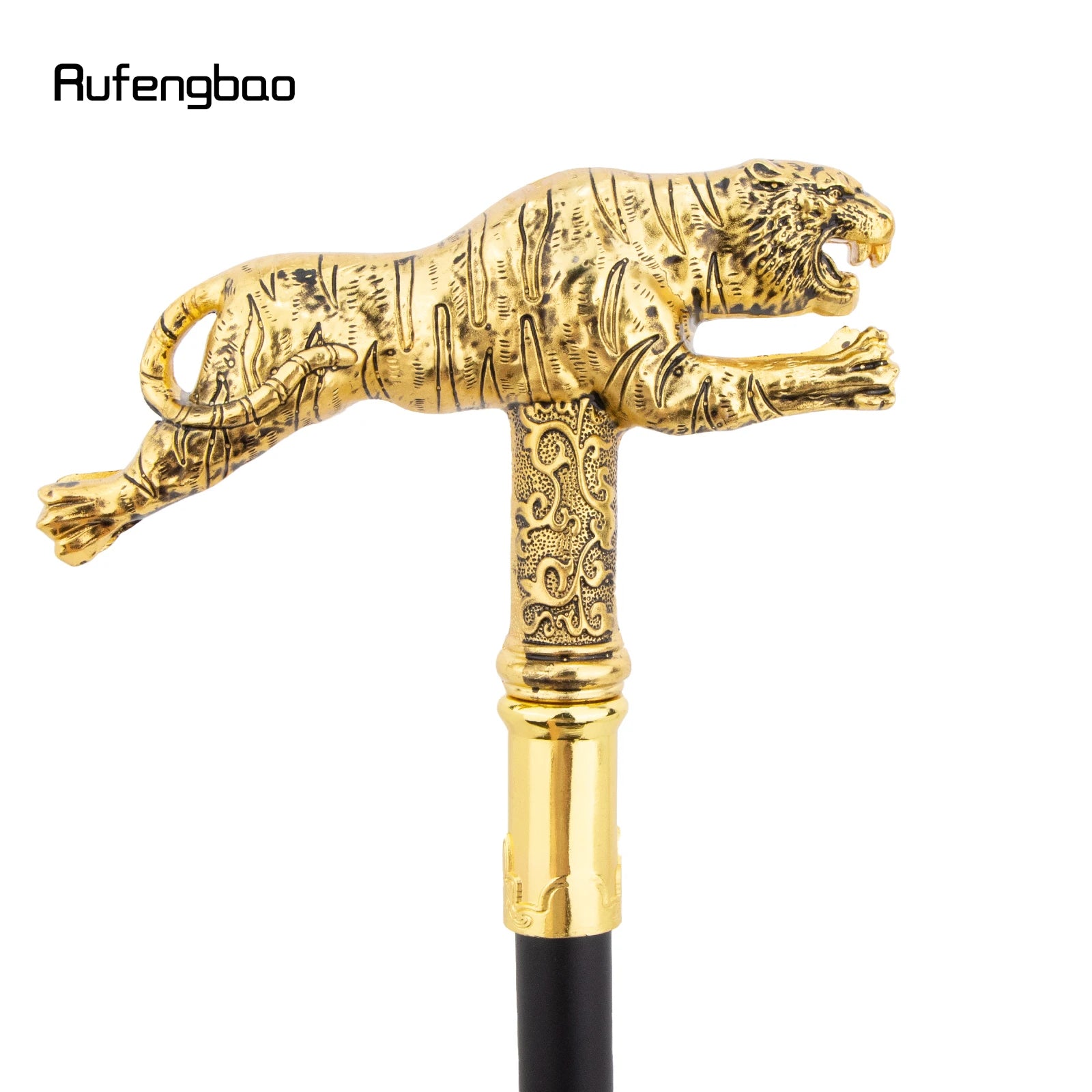 Golden Tiger Fashion Walking Stick Decorative Cospaly Cane Halloween Wand Crosier Performance Cane 90cm  Performance Stage Cane