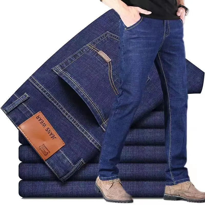 2025 Men NEW Men's Fashion Business Jeans Classic Style Casual Stretch Slim Jean Pants Male Brand Denim Trousers Black Blue Me