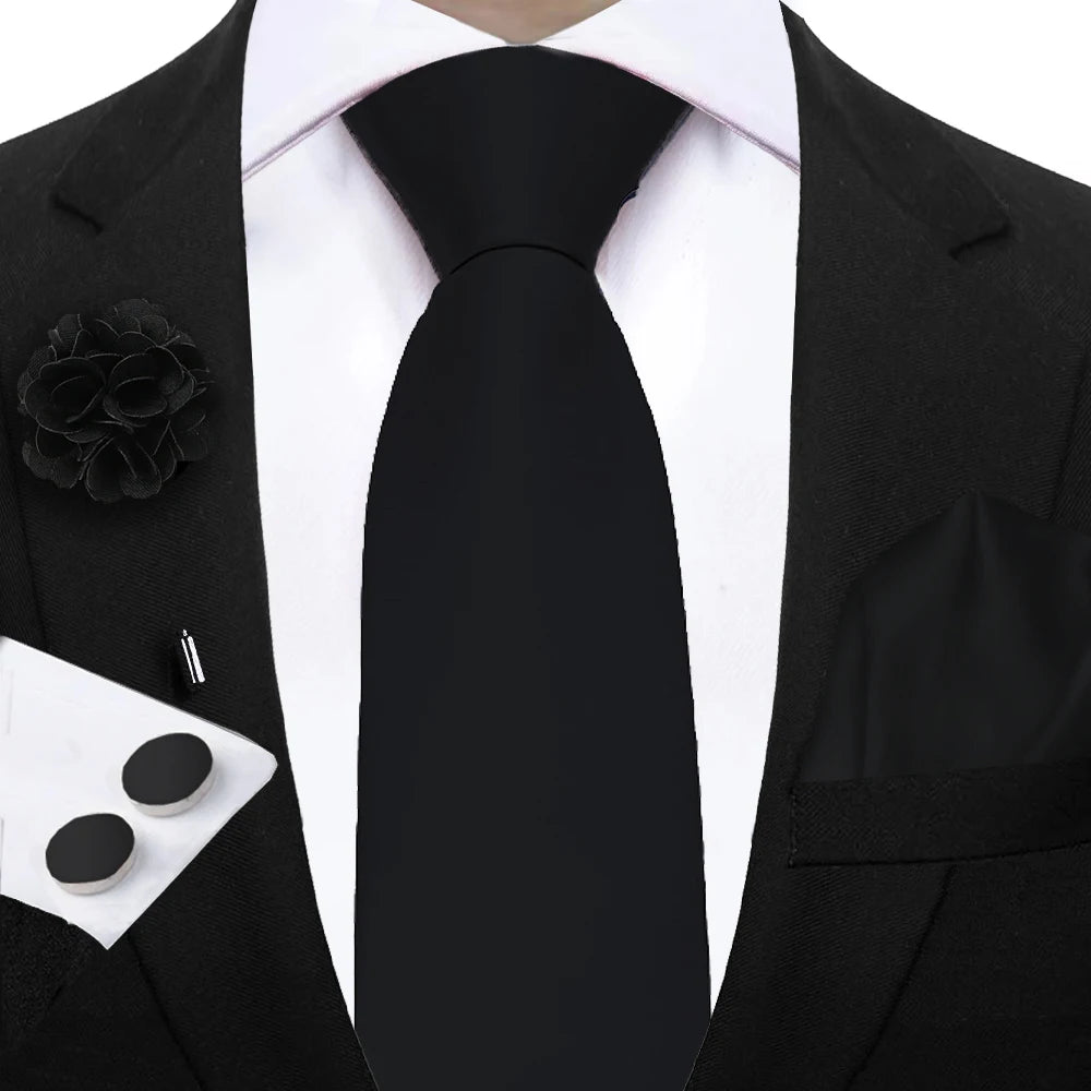 Women & Men Ties Solid NeckTie Pocket Square Brooch Set Men's Wedding Pink Blue Purple Tie Suit Accessories Fit Group Holiday Party