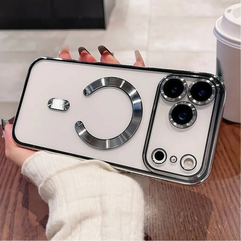 Luxury For Magsafe Magnetic Plating Phone Case For iPhone 17 Air Pro Max 17Pro Bumper Case For iPhone17 Pro Max Clear Back Cover